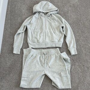 Yogalicious Light Gray Hoodie and Jogger Set
